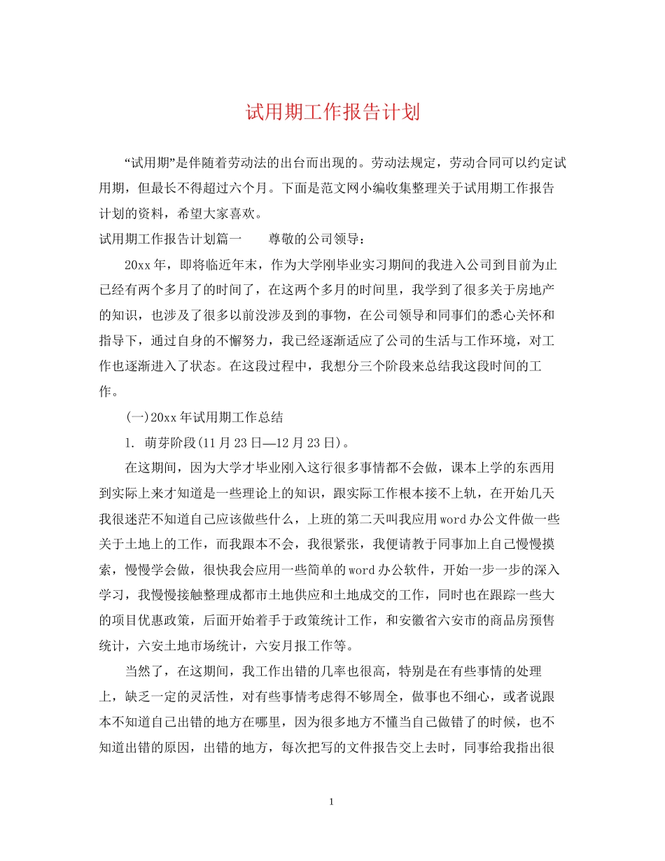 试用期工作报告计划_第1页