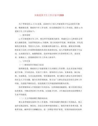 乡镇爱国卫生工作计划书