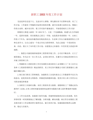 新职工度工作计划