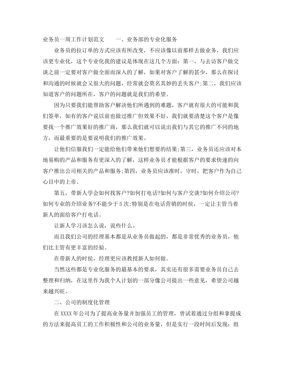 业务员一周工作计划范文_第2页