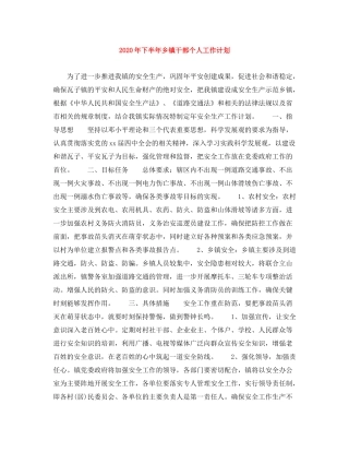 2020年下半年乡镇干部个人工作计划