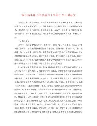 审计局半年工作总结与下半年工作计划范文