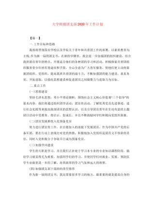 大学班级团支部年工作计划
