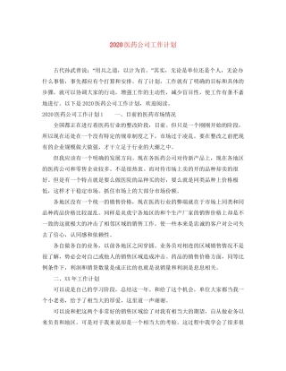 医药公司工作计划