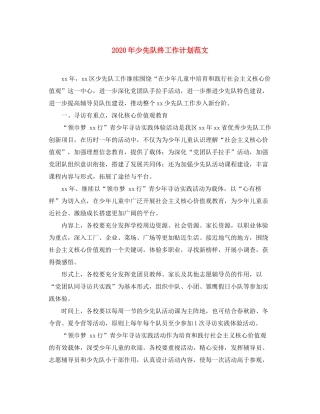 2020年少先队终工作计划范文