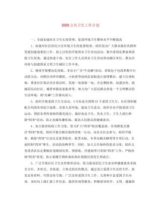 公共卫生工作计划