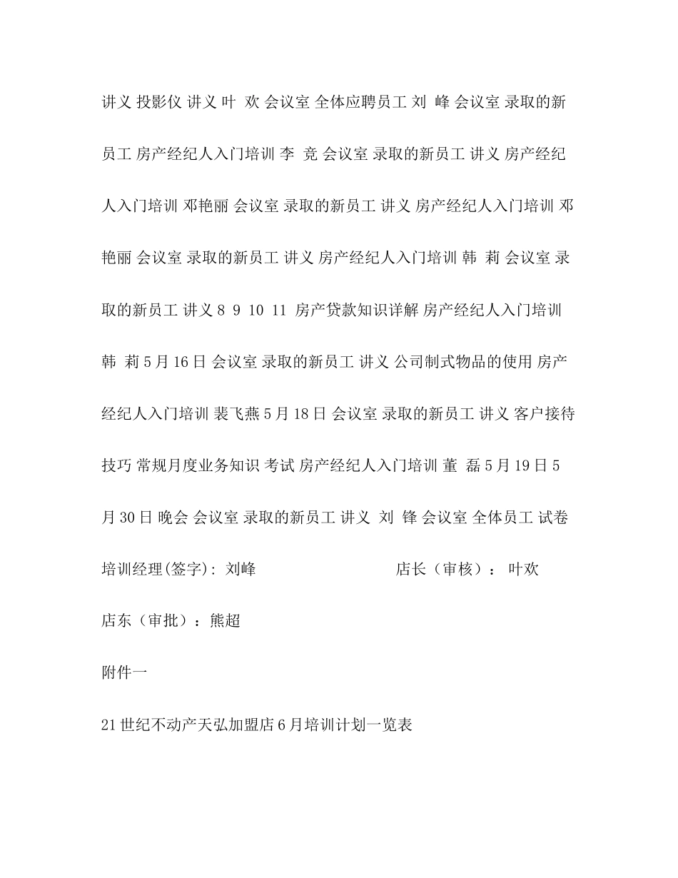 世纪不动产天弘加盟店月份培训计划表_第3页