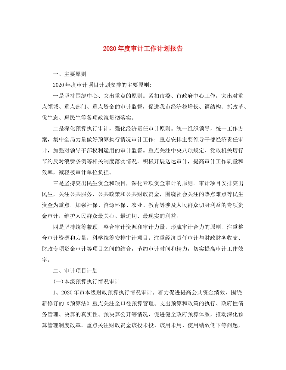 2020年度审计工作计划报告_第1页