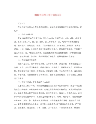 经济师工作计划怎么写