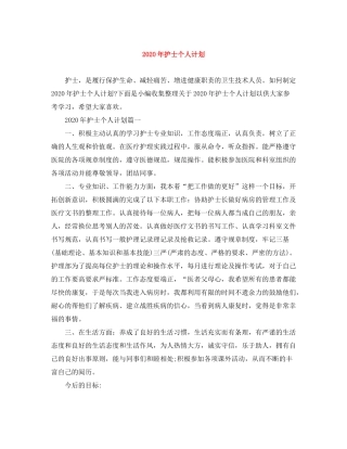 2020年护士个人计划