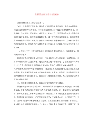 农村团支部工作计划