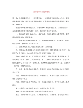 新学期学习计划有哪些