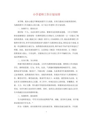 小学老师工作计划安排