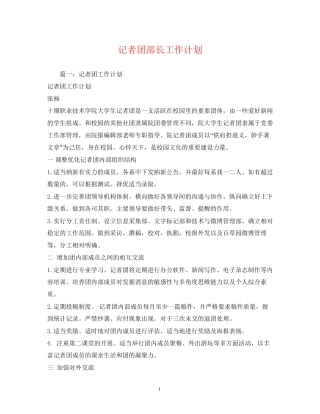 记者团部长工作计划