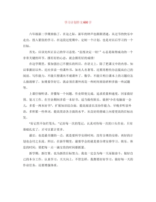 学习计划作文600字