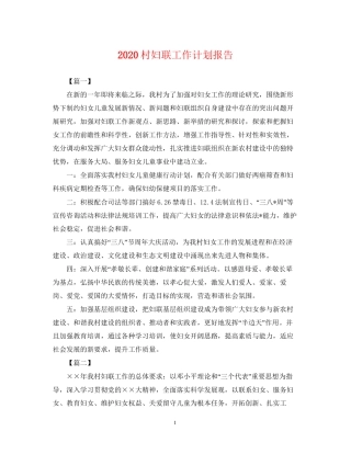 村妇联工作计划报告2