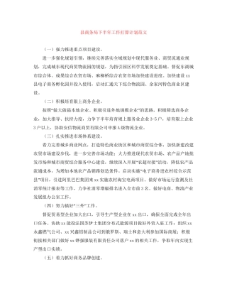 县商务局下半年工作打算计划范文