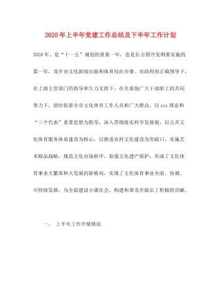 2020年上半年党建工作总结及下半年工作计划