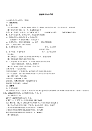 溶液知识点总结