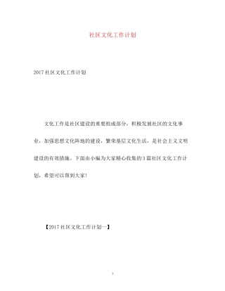 社区文化工作计划3
