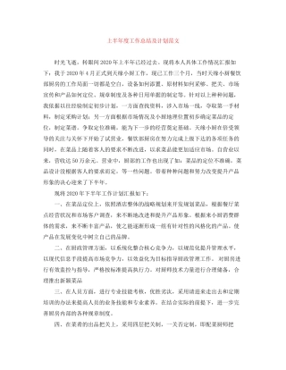 上半年度工作总结及计划范文
