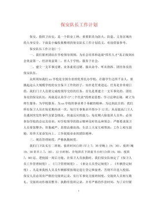 保安队长工作计划22