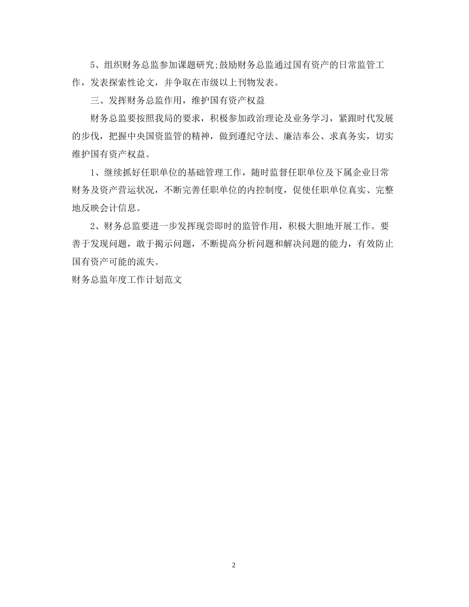 财务总监年度工作计划范例_第2页