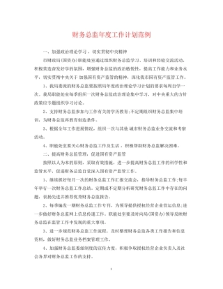 财务总监年度工作计划范例