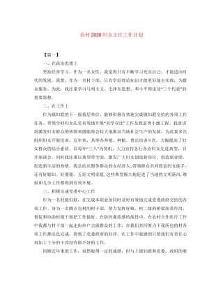 农村妇女主任工作计划2