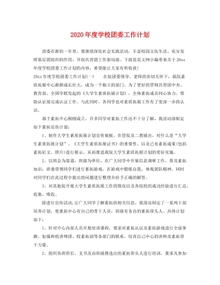 2020年度学校团委工作计划