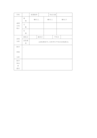 学科成绩分析表