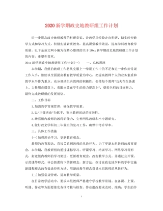 新学期政史地教研组工作计划