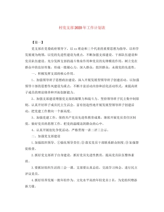 村党支部年工作计划表