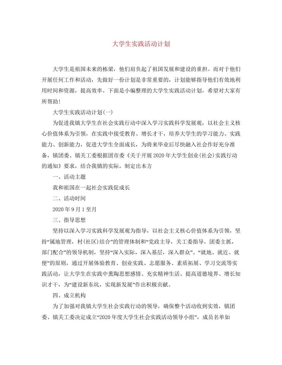 大学生实践活动计划2_第1页