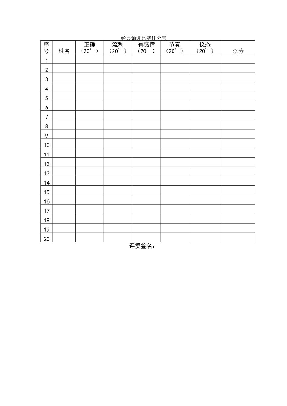 诗歌朗诵评分表_第1页