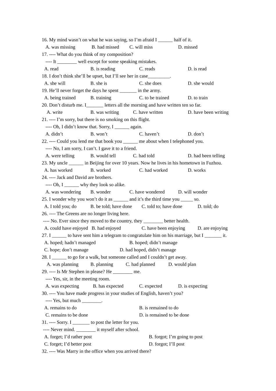 时态练习汇集_第2页