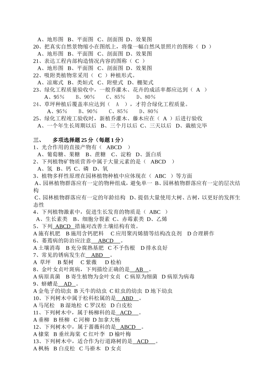 高级绿化工试题_第3页