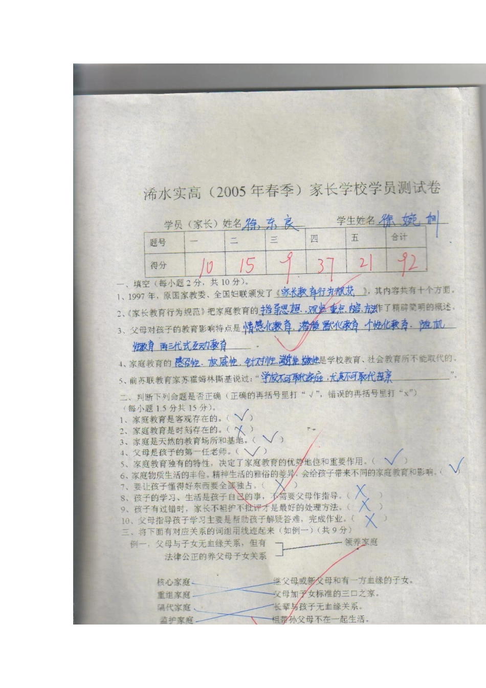 家长调查测试卷_第1页
