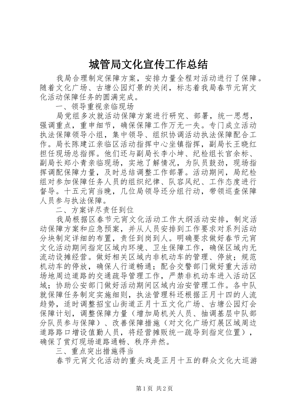 城管局文化宣传工作总结 _第1页