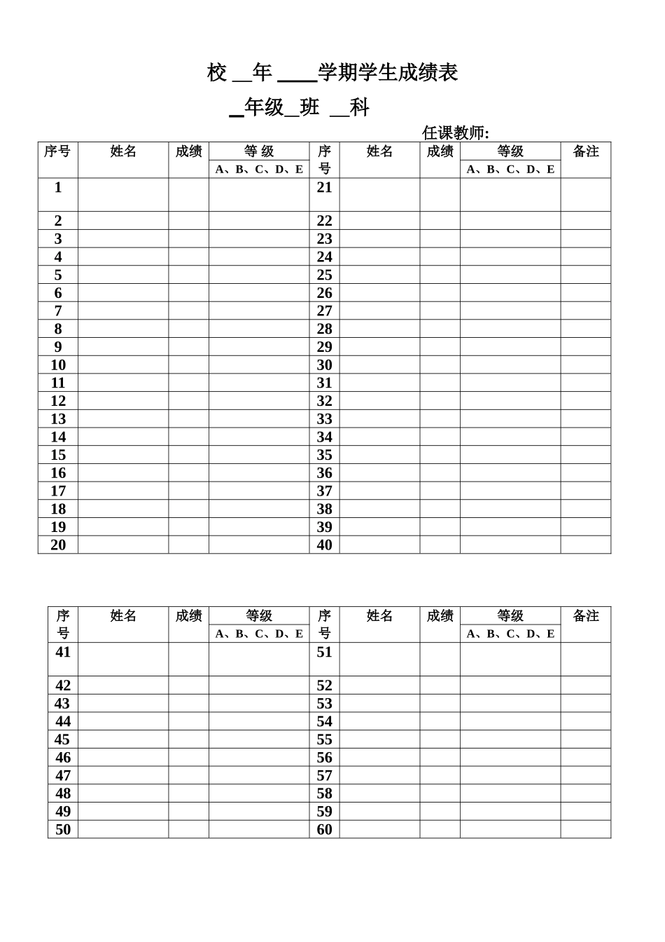 学生期末成绩表_第1页