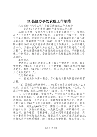 XX县区办事处农组工作总结 