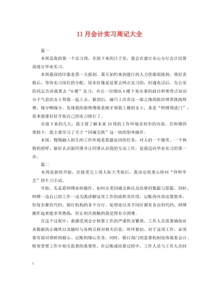 11月会计实习周记大全