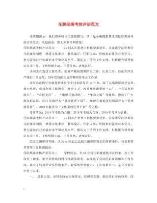 任职期满考核评语范文