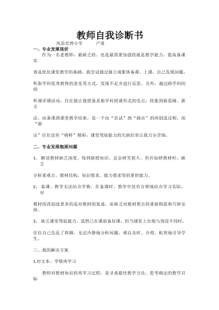 教师自我诊断书