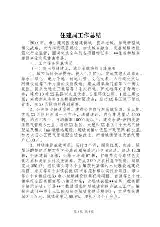 住建局工作总结 