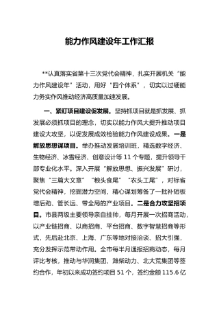 能力作风建设年工作汇报