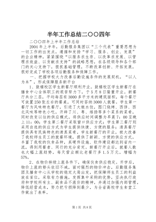 半年工作总结二○○四年 