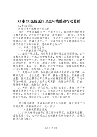 XX市XX医院医疗卫生环境整治行动总结 
