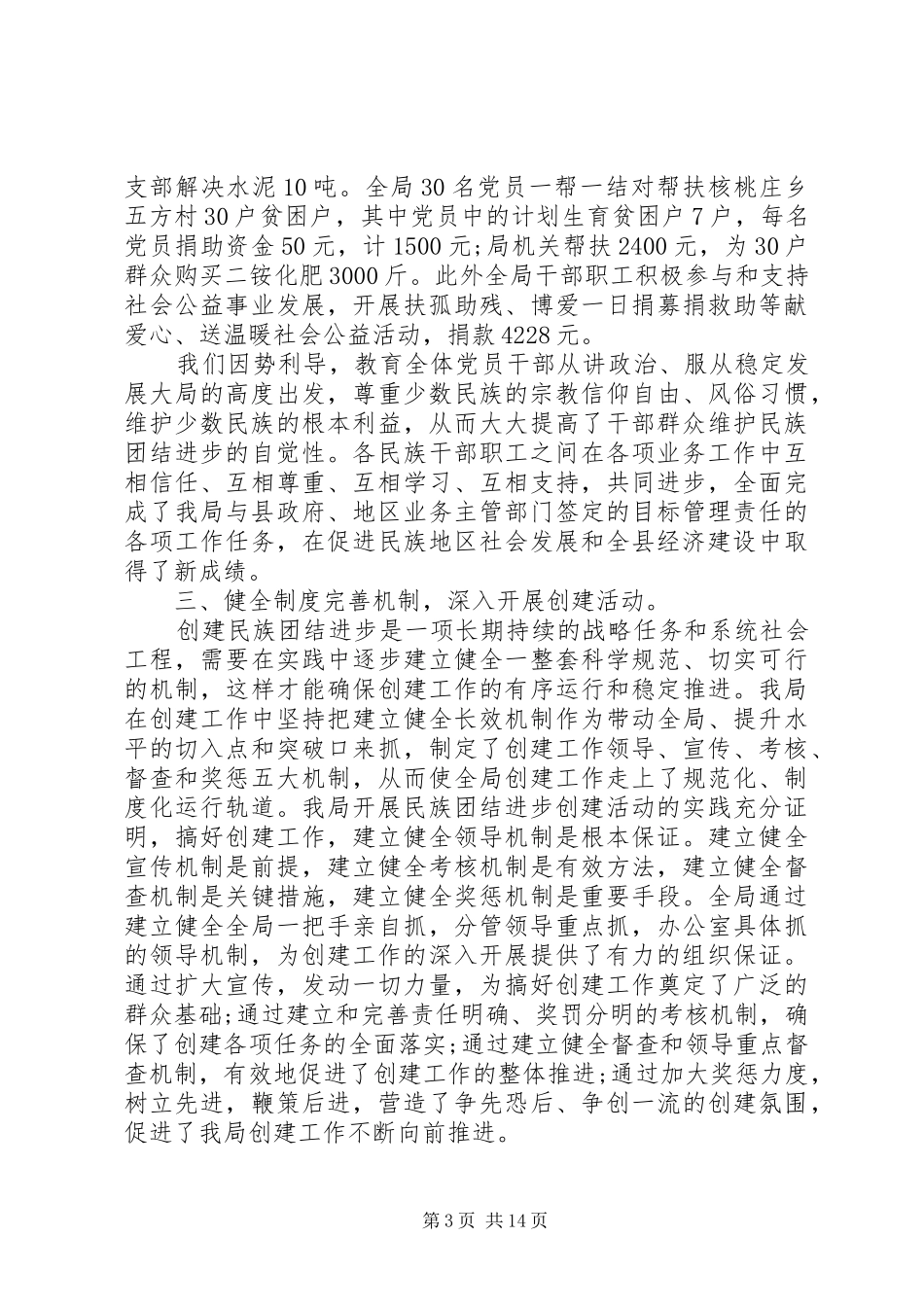 20XX年民族团结进步年工作总结 _第3页
