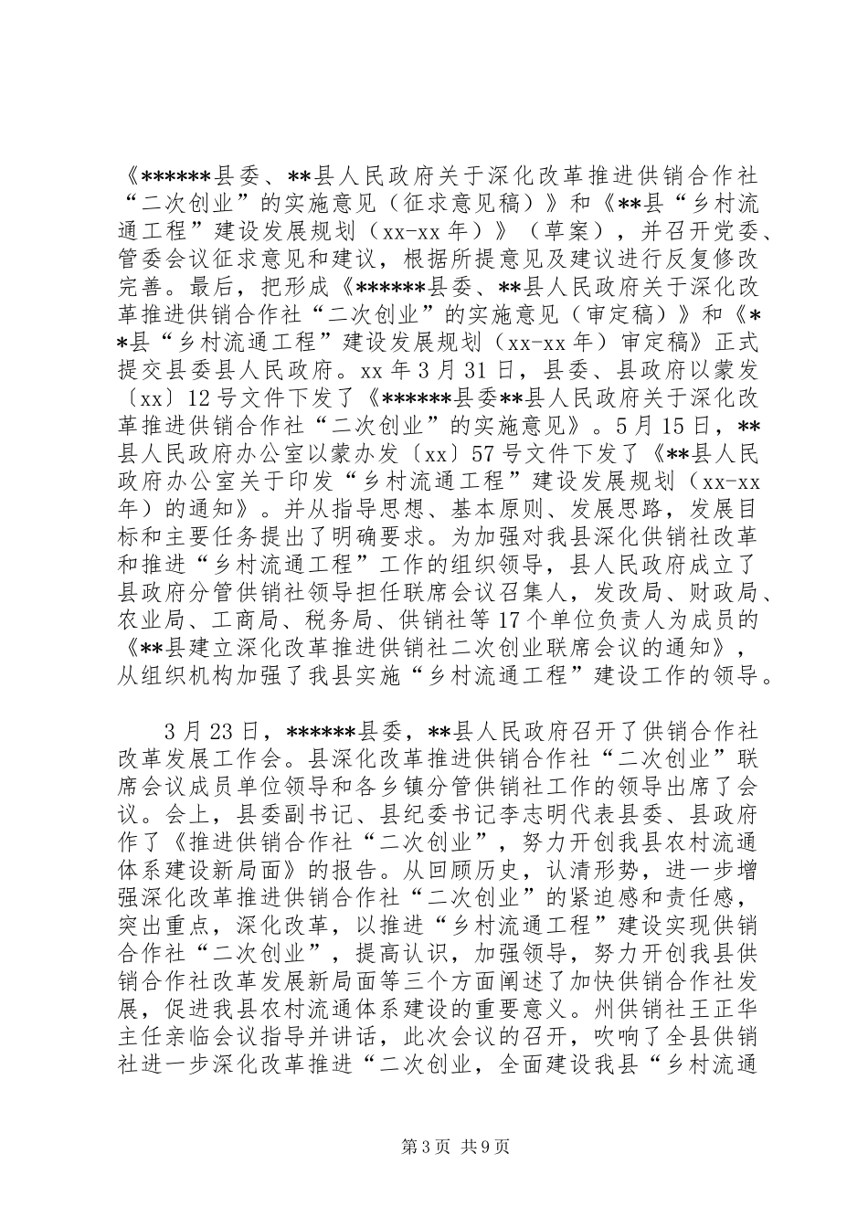 20XX年乡村流通工程建设工作总结范文_第3页